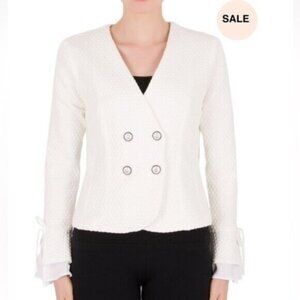 Joesph Ribkoff Vanilla Jacket Size 14 Textured Double Breasted Style 191473 NEW